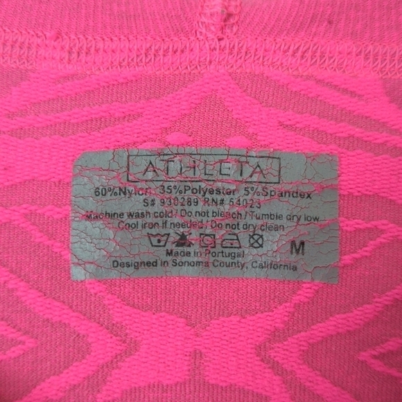 Athleta Paisley Jacquard Knit Form Fitting Quarter Zip Hooded Top Hot Pink M - Picture 4 of 11